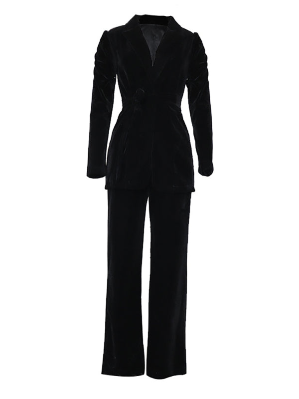 Women's Chic Tailored Long Sleeve Blazer Set