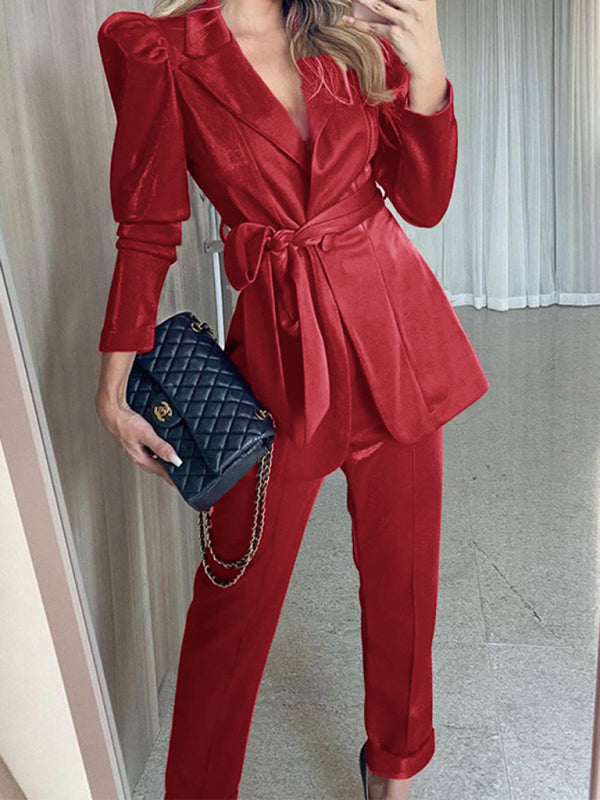 Women's Chic Tailored Long Sleeve Blazer Set