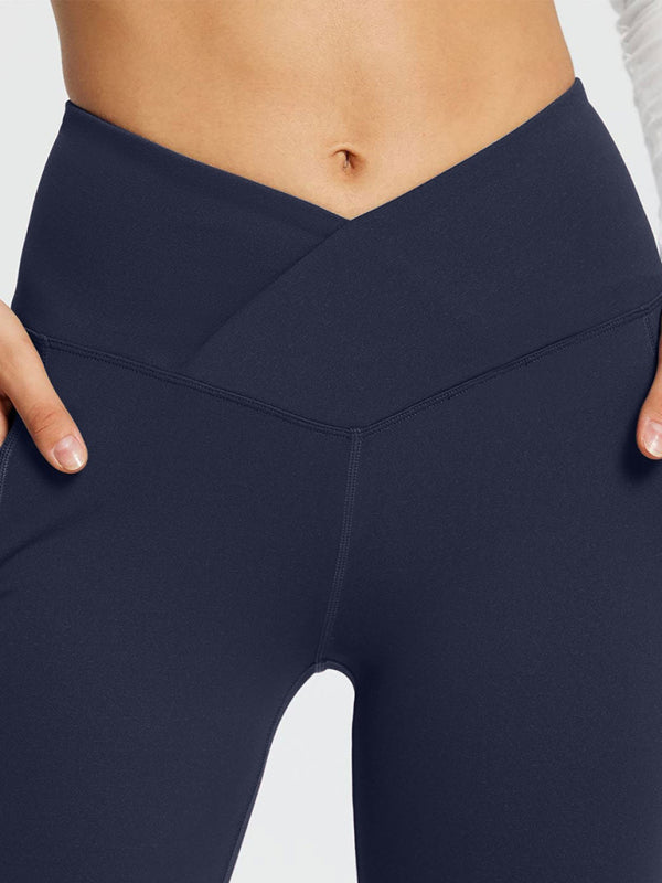 Solid Color Casual Ladies High Waist Slim Wide Leg Yoga Fitness Pants