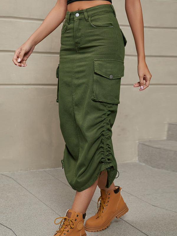 Women's Utility Cargo Midi Skirt