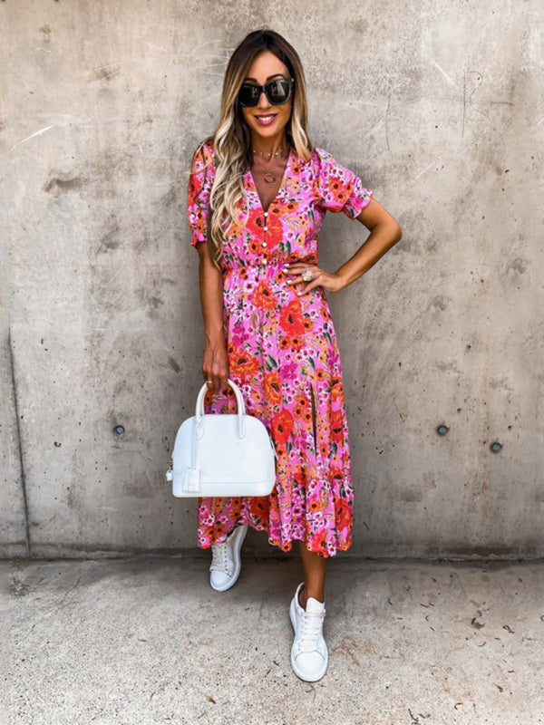 Floral Print Sleeveless Vacation Maxi Dress