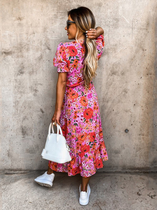 Floral Print Sleeveless Vacation Maxi Dress