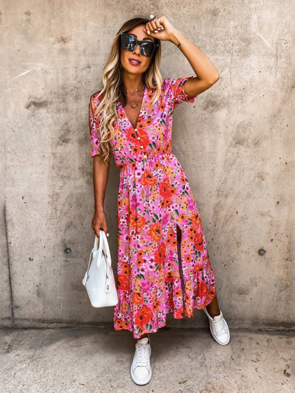 Floral Print Sleeveless Vacation Maxi Dress