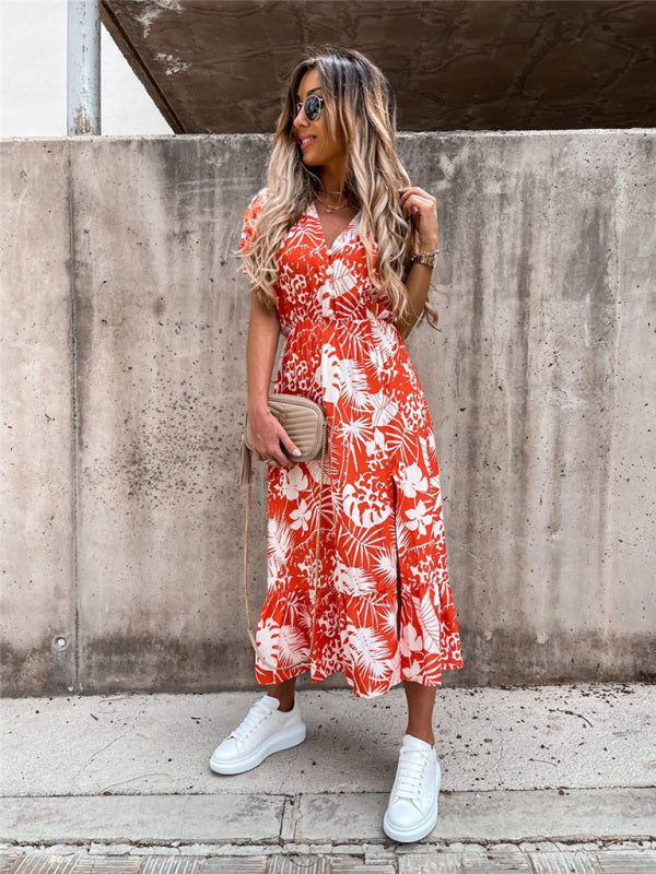 Floral Print Sleeveless Vacation Maxi Dress