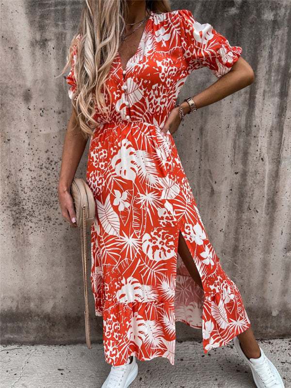 Floral Print Sleeveless Vacation Maxi Dress