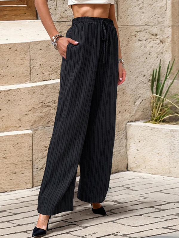 Women's New Casual Pleated Textured Elastic Straight Pants