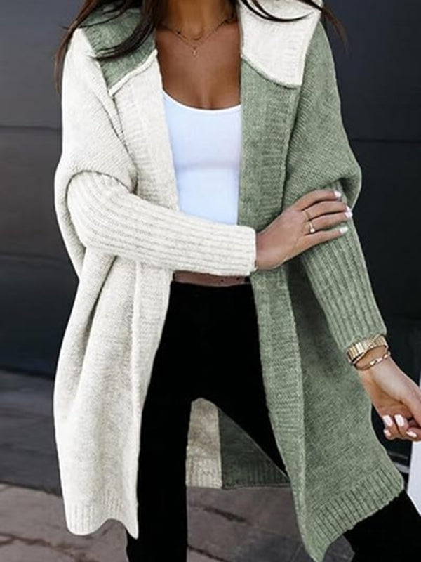 Women's Fashion Open Cardigan Hooded Loose Knitted Sweater