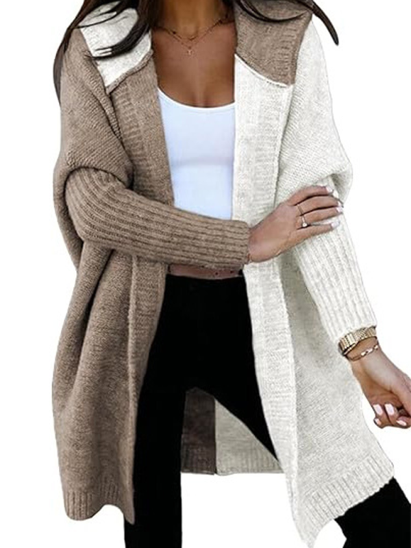 Women's Fashion Open Cardigan Hooded Loose Knitted Sweater